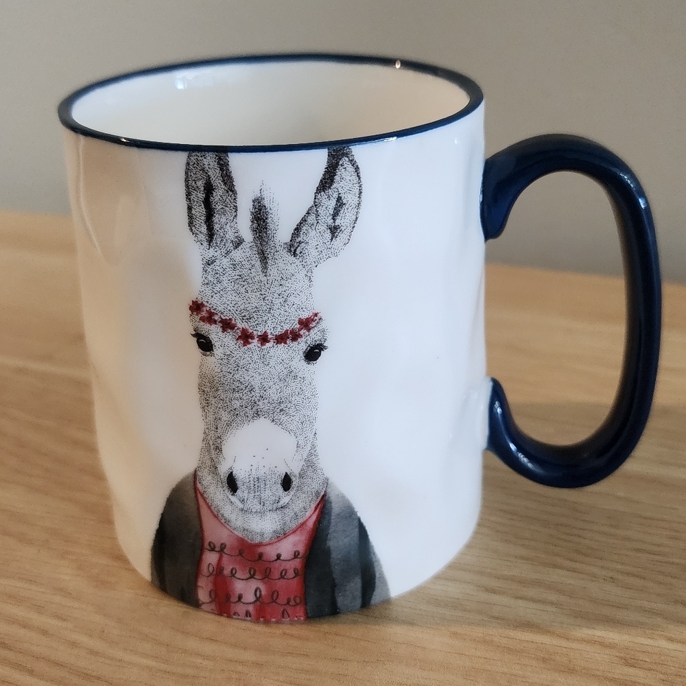 Signature Housewares Hipster Animal Donkey Mug Navy Handle
